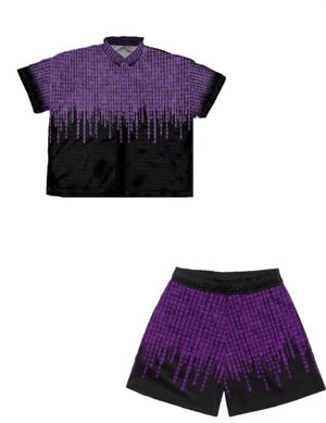 Manifested Luck Matrix Mesh Button Shirt Purple