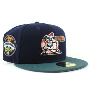 Open image in slideshow, New Era 59Fifty Fitted Hat Chicago White Sox 75 Years Comiskey Park Oceanside/Pine
