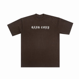 Open image in slideshow, Gang Corp Old English Logo Tee Brown
